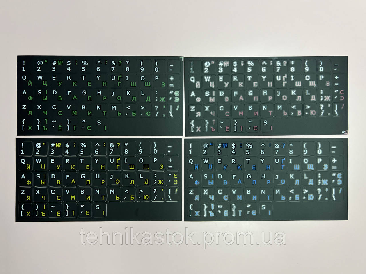 Наклейки на клавиатуру ноутбука Рус / Укр. Цвет чёрный, буквы зеленые - фото 3 - id-p2187352921
