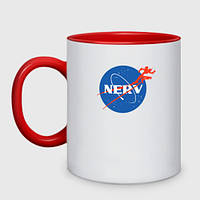 Чашка с принтом двухцветная «Nerv NASA» (цвет чашки на выбор)