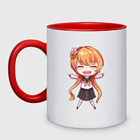 Чашка с принтом двухцветная «Милая аниме девочка» (цвет чашки на выбор)