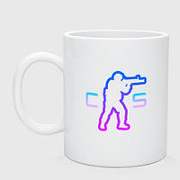 Чашка с принтом керамическая «CS - логотип с бойцом»