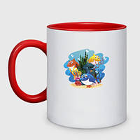 Чашка з принтом  двоколірна «Три веселих подружки» (колір чашки на вибір)