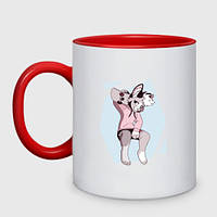 Чашка с принтом двухцветная «Собака Фурри Furry» (цвет чашки на выбор)