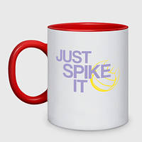 Чашка с принтом двухцветная «Just Spike It» (цвет чашки на выбор)