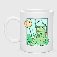 Чашка с принтом керамическая «Лягушка в мечтах»