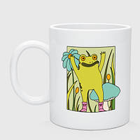 Чашка с принтом керамическая «Лягушка на позитиве»