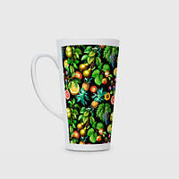 Чашка с принтом Латте «Сочные фрукты персик груша слива ананас»