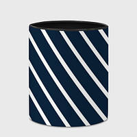Чашка с принтом «Тёмно-синий в белую полоску диагональ» (цвет чашки на выбор)