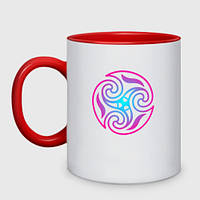 Чашка с принтом двухцветная «Кельтский пурпурный круглый узор» (цвет чашки на выбор)