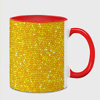 Чашка с принтом «Веселая мозаика желтая» (цвет чашки на выбор)