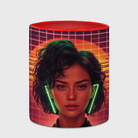 Чашка с принтом «Девушка в стиле кибер панк» (цвет чашки на выбор)