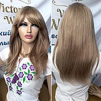 Натуральный парик с чёлкой славянские детские волосы светло русые 50 см