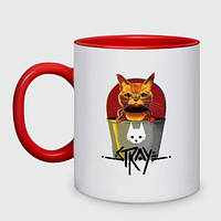 Чашка с принтом двухцветная «Stray - Cat» (цвет чашки на выбор)