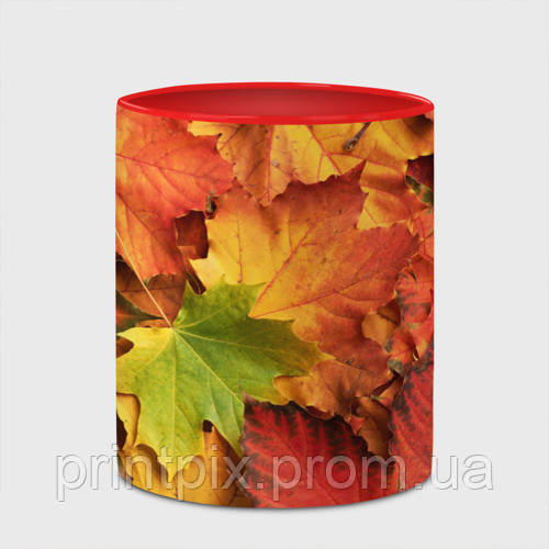 Чашка з принтом «Осінні яскраві кленові листя» (колір чашки на вибір)