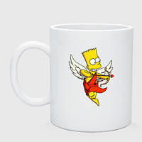 Чашка з принтом  керамічний «Барт Сімпсон — купідон ангел»