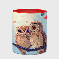 Чашка с принтом «Влюбленные совы 14 февраля» (цвет чашки на выбор)