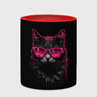 Чашка с принтом «Кот в розовых очках арт» (цвет чашки на выбор)