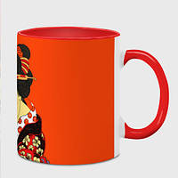 Чашка с принтом «Японка гейша» (цвет чашки на выбор)
