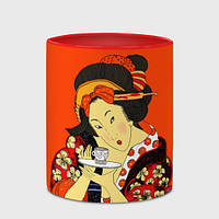 Чашка с принтом «Японка гейша» (цвет чашки на выбор)