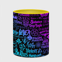 Чашка с принтом «Логотипы рок групп» (цвет чашки на выбор)