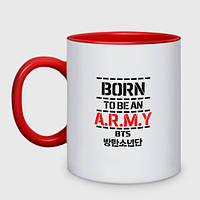 Чашка с принтом двухцветная «BTS army БТС bangtan boys» (цвет чашки на выбор)