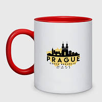 Чашка с принтом двухцветная «Прага - Чехия» (цвет чашки на выбор)