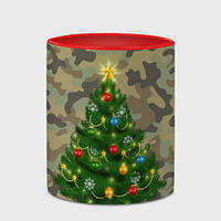 Чашка с принтом «Ёлка на армейском камуфляже для нового года» (цвет чашки на выбор)