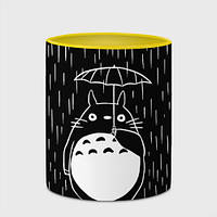 Чашка з принтом  «Тоторо ховається від дощу» (колір чашки на вибір)