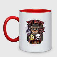 Чашка с принтом двухцветная «Five Nights At Freddys FNAF» (цвет чашки на выбор)