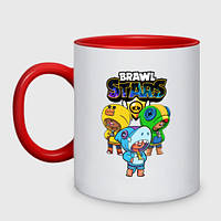 Чашка с принтом двухцветная «Brawl Stars Leon Trio» (цвет чашки на выбор)