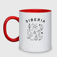 Чашка с принтом двухцветная «Siberia» (цвет чашки на выбор)