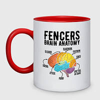 Чашка с принтом двухцветная «Fences Brain Anatomy» (цвет чашки на выбор)