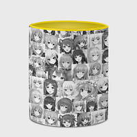 Чашка з принтом «Many faces of anime girls monochrome» (колір чашки на вибір)