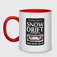 Чашка с принтом двухцветная «From Siberia with snow drift classic» (цвет чашки на выбор)