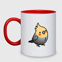 Чашка с принтом двухцветная «Папугай» (цвет чашки на выбор)