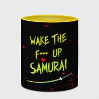 Чашка с принтом «Wake the f**k up samurai - Johnny Silverhand quote» (цвет чашки на