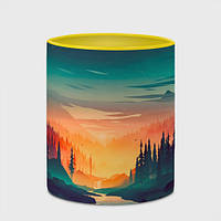 Чашка с принтом «Закат в лесу» (цвет чашки на выбор)