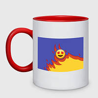 Чашка с принтом двухцветная «Ты горишь как огонь v1» (цвет чашки на выбор)