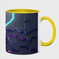 Чашка с принтом «Неоновый разлом 3Д разлом» (цвет чашки на выбор)
