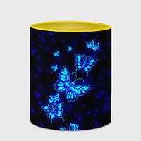 Чашка с принтом «Неоновые бабочки» (цвет чашки на выбор)