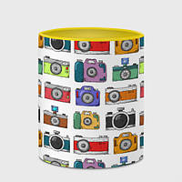 Чашка с принтом «Фотоаппараты» (цвет чашки на выбор)
