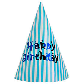 Набір ковпаків "З Днем Народження", 6 шт, блакитний, 24 см YOO-HOO!