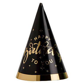Набір ковпаків "Happy Birthday to you", 6 шт, чорний, 20 см YOO-HOO!