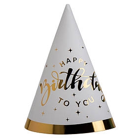Набір ковпаків "Happy Birthday to you", 6 шт, білий, 20 см YOO-HOO!
