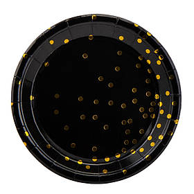 Набір тарілок "Горошинки", 10 шт, чорний, 18 см ELISEY