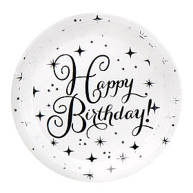 Набір тарілок "Happy Birthday", 10 шт, срібний, 18 см ELISEY