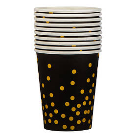 Набір склянок "Горошинки", 10 шт, чорний, 9 см ELISEY