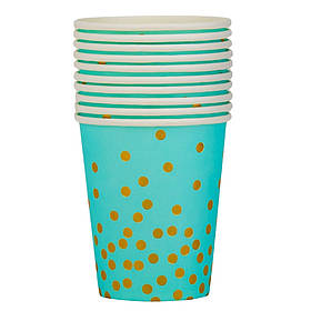 Набір склянок "Горошинки", 10 шт, бірюзовий, 9 см ELISEY