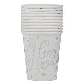 Набір склянок "Happy Birthday", 10 шт, срібний, 9 см ELISEY