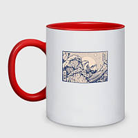 Чашка с принтом двухцветная «Японская лягушка Укиё-э» (цвет чашки на выбор)