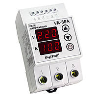 Защитное реле с контролем тока и напряжения VA-50A на DIN-рейку, 50А, 1100Вт, 120-270В, трехмодульное